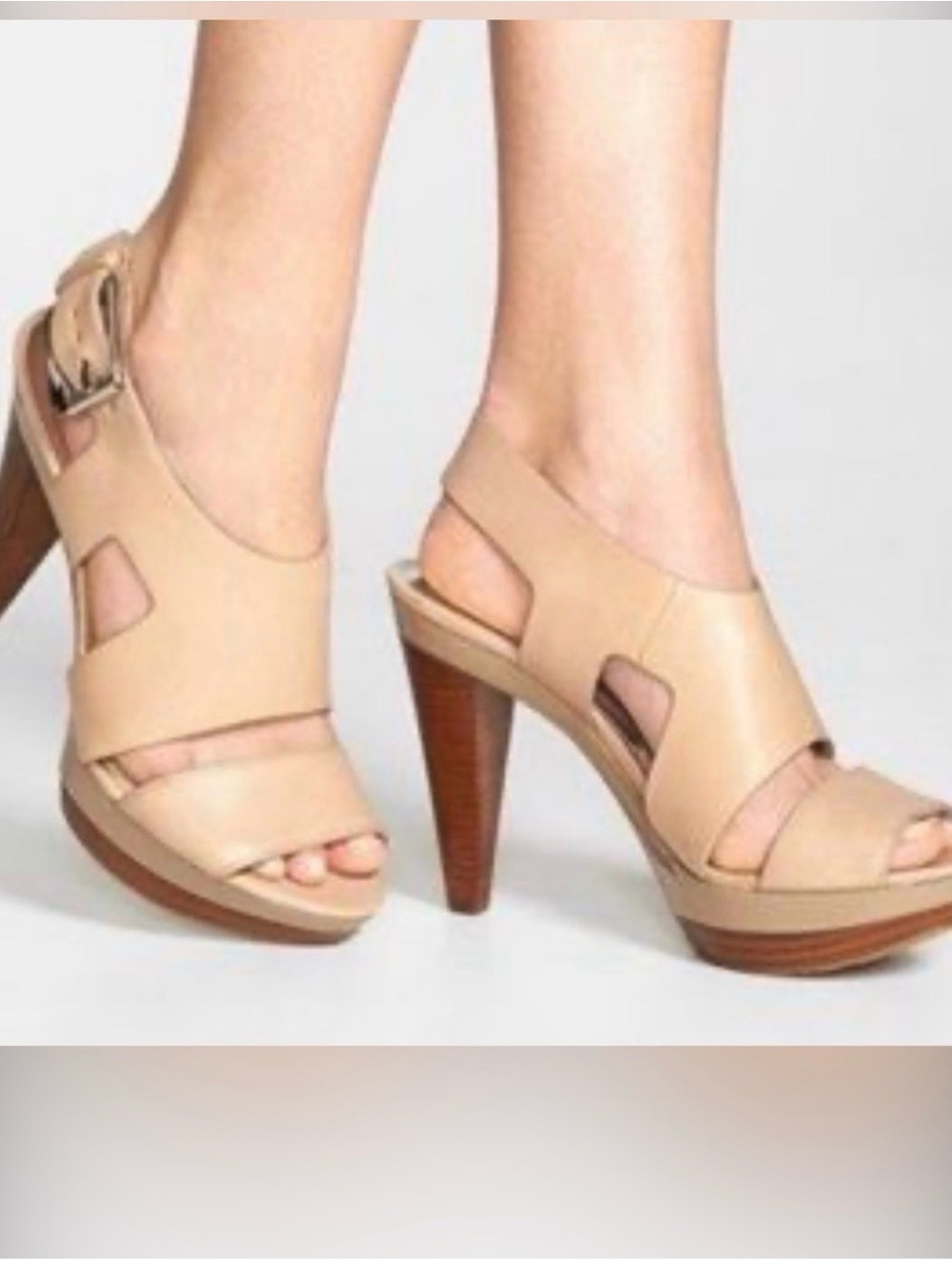 MICHAEL Michael Kors Carla Leather Platform Sandals - Lyman/light brown color